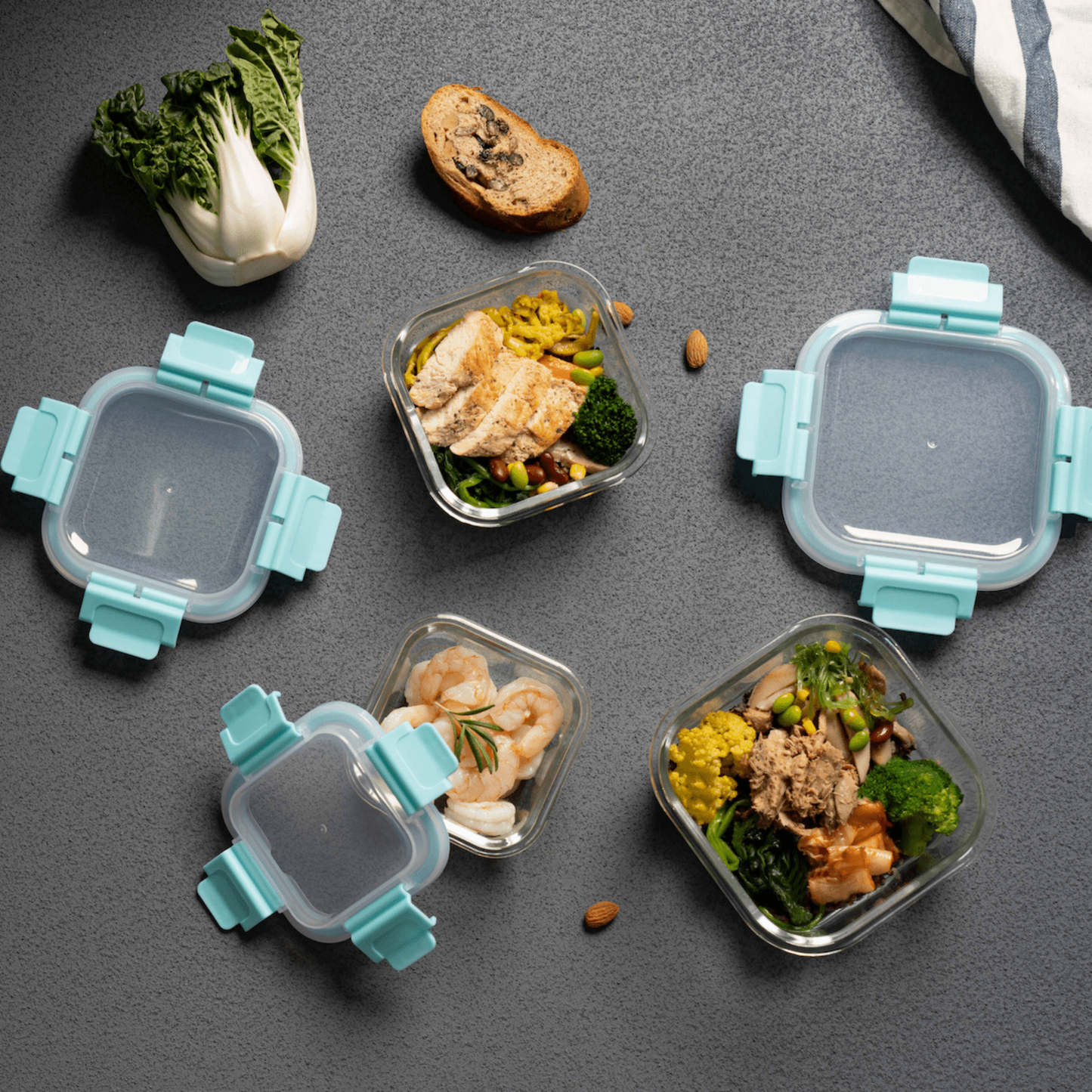 High Top Lid Square Containers