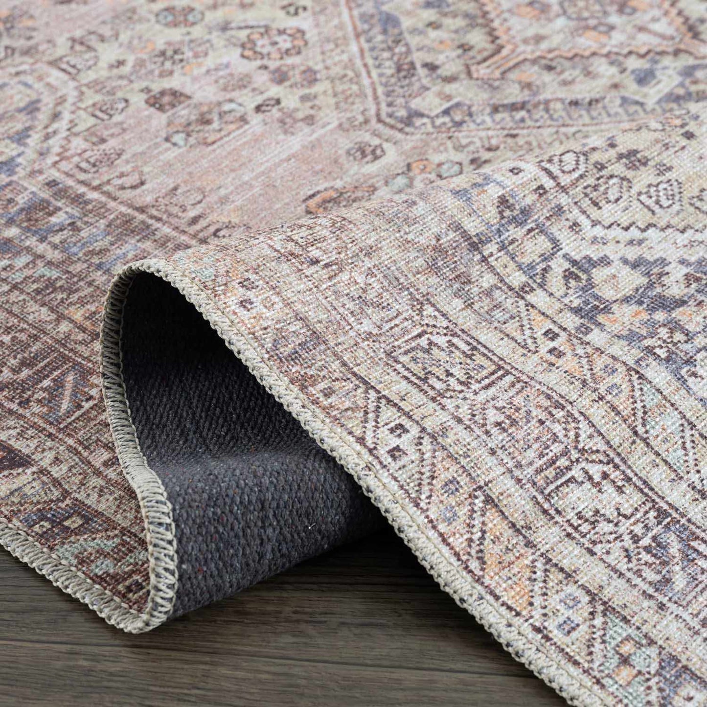 Barny Tan Washable Area Rug