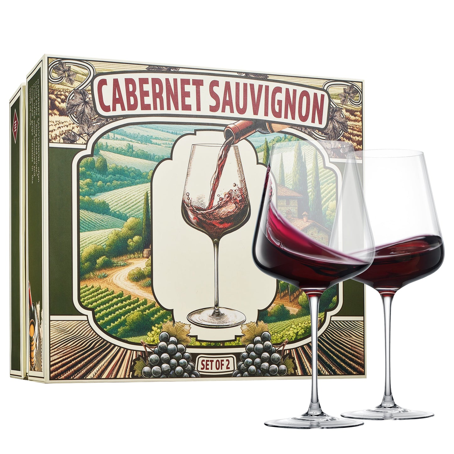 Classica Cabernet Stemmed Wine Glassware, Set of 2