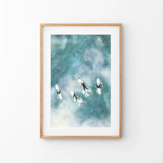 California Surfers Wall Art Print. Aerial Blue Ocean Waves