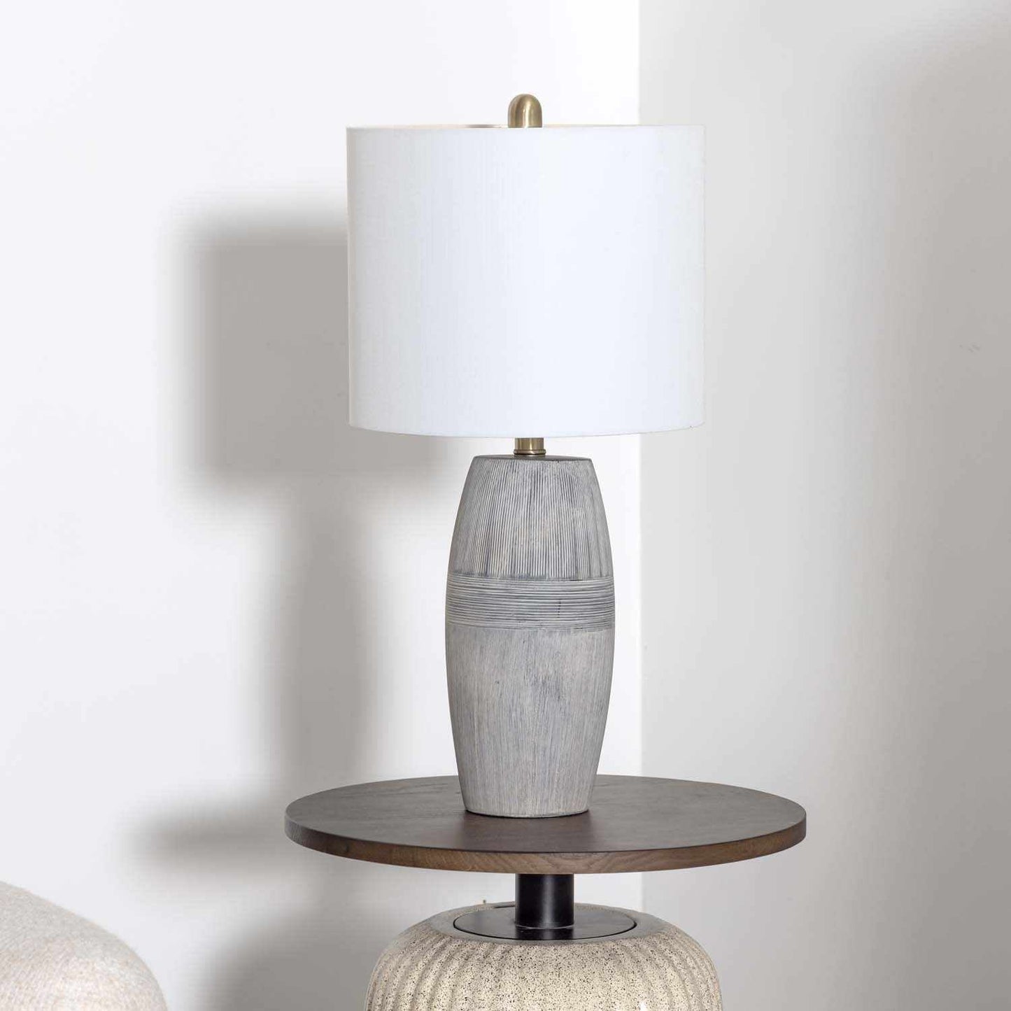 Mabayo Ribbed White Ceramic Table Lamp